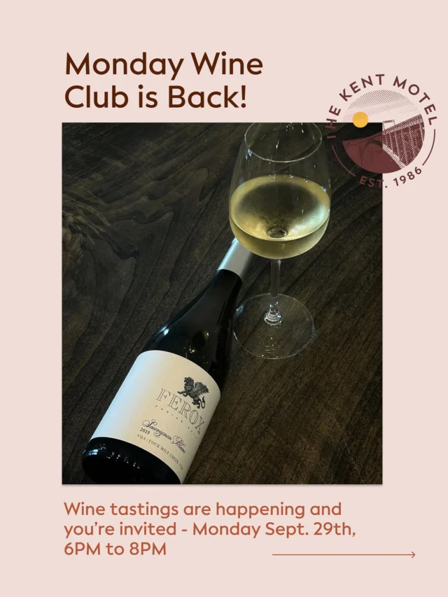 Monday Wine Club returns September 29th! 🍷

This month, we’re thrilled to feature @feroxwines and their exceptional wines. 

Each glass will be perfectly paired with these artisanal bites [photo of the delicious food.

Join us for an evening of discovery as we explore Ferox’s outstanding varietals alongside carefully crafted pairings that bring out the best in every sip. 

Tickets are limited, grab yours now! Link in bio 🧡